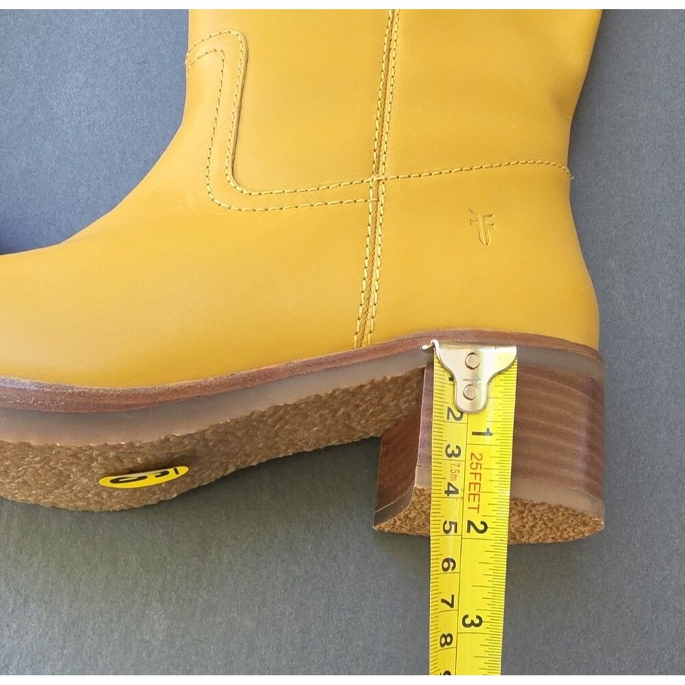 NIB Frye Camryn Womens 9 Tall Pull On Boots Leather Banana Yellow  Campus - Picture 14 of 16
